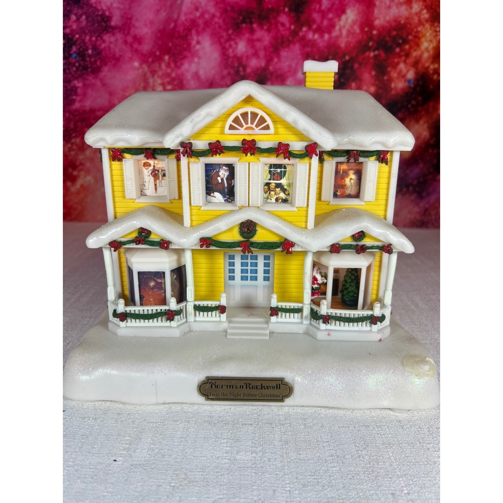 Vintage Norman Rockwell Twas the Night Before Christmas Musical Lighted House